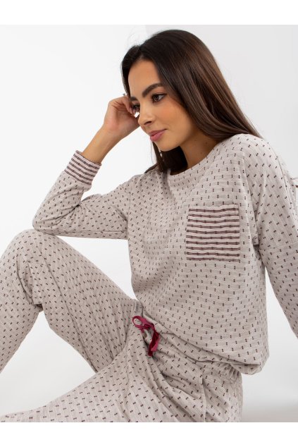 Dámske Pyžamo farba Svetlo-béžová kód BR-PI-9114 (Farba Svetlo-béžová, Veľkosť S)