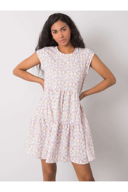 Dámske bielo-ružove šaty s podtlačeným vzorom kód produktu 15- TemU - 1-D50051Z30268