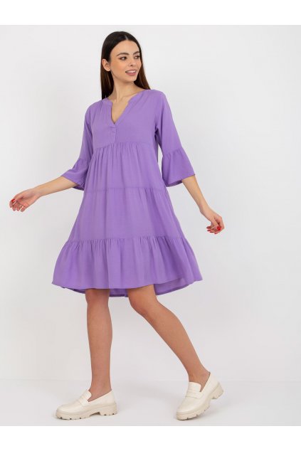 Dámske fialove šaty s volánom kód produktu 15- TemU - 1-D73761M30214B