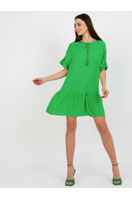 Dámske zelene šaty s volánom kód produktu 15- TemU - 1-D73761M30306B