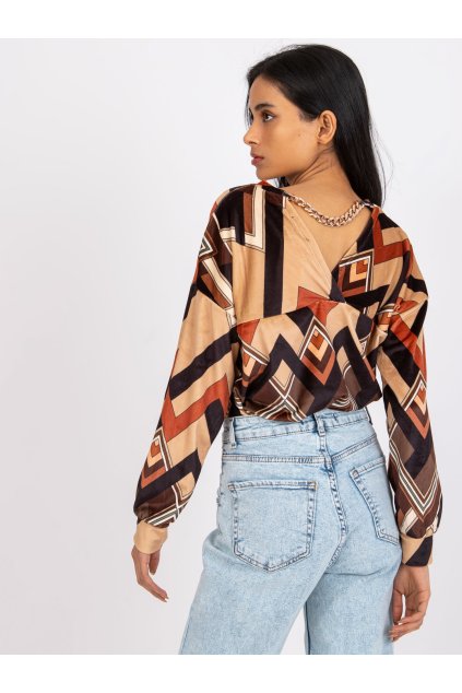 Dámska blúzka formálny štýl hnedá camel DHJ-BZ-6550-4.40 (Farba Hnedá camel, Veľkosť ONE SIZE)