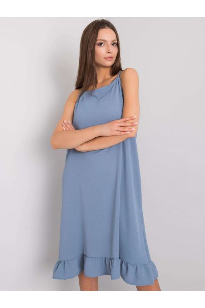 Dámske tmavo-modre šaty s volánom kód produktu 15- TemU - 1-FA-SK-7086.08P