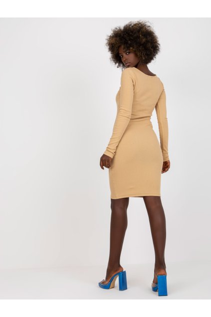 Dámske hnede camel šaty vypasované kód produktu FN-SK-4607.16X