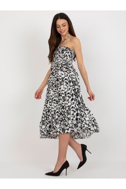 Dámske čierne šaty s podtlačeným vzorom kód produktu GL-SK-833.31P