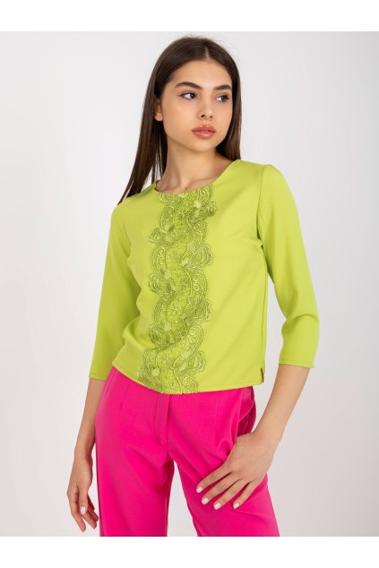 Dámska blúzka s čipkou limetková-zelená LK-BZ-506522.07