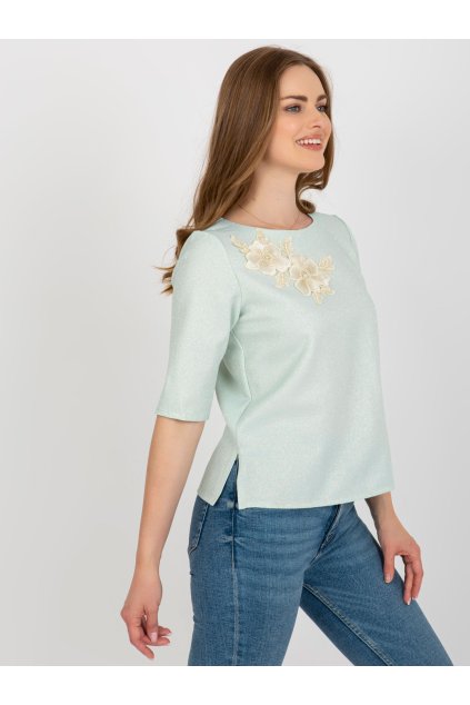 Dámska blúzka s čipkou metová LK-BZ-506609.77