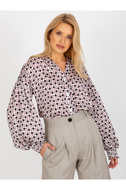 Dámske Košeľa farba Bielo-béžová kód LK-KS-509017.64