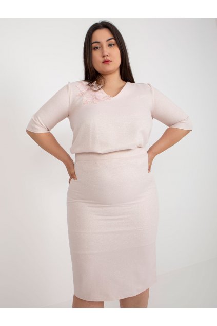 Dámska Plus size sukňa svetlo-ružová kód 24-TemU-H/M-LK-SD-506697.95
