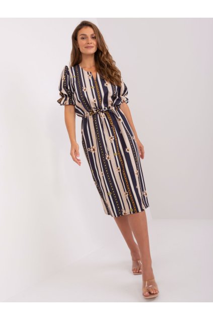 Dámske granatovo-modre šaty s podtlačeným vzorom kód produktu LK-SK-507468-1.20P