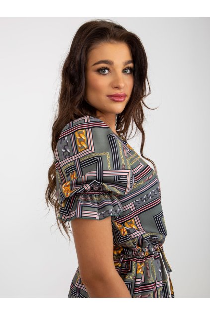 Dámske khaki šaty s podtlačeným vzorom kód produktu LK-SK-507468.75P