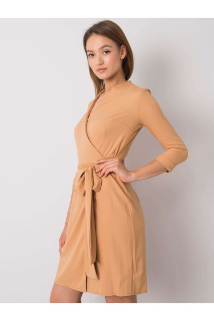 Dámske hnede camel šaty elegantné kód produktu LK-SK-507665.17P