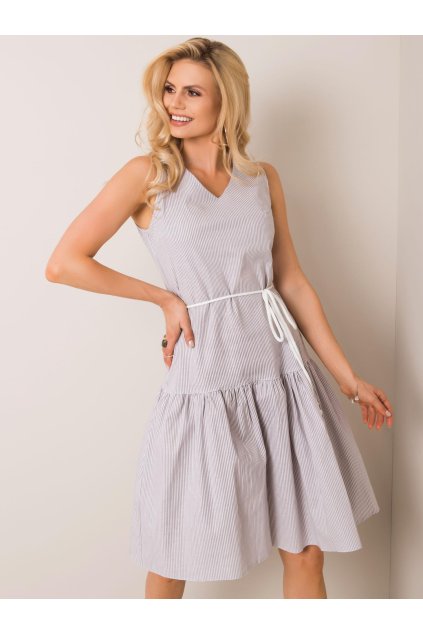 Dámske bielo-sive šaty s volánom kód produktu LK-SK-508215.30P