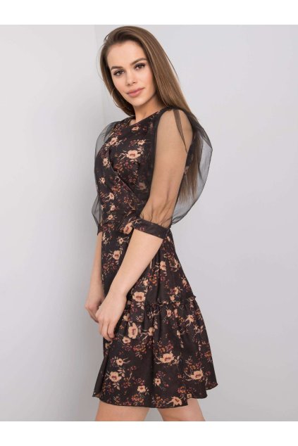 Dámske čierno-béžove šaty s podtlačeným vzorom kód produktu LK-SK-508378.31P