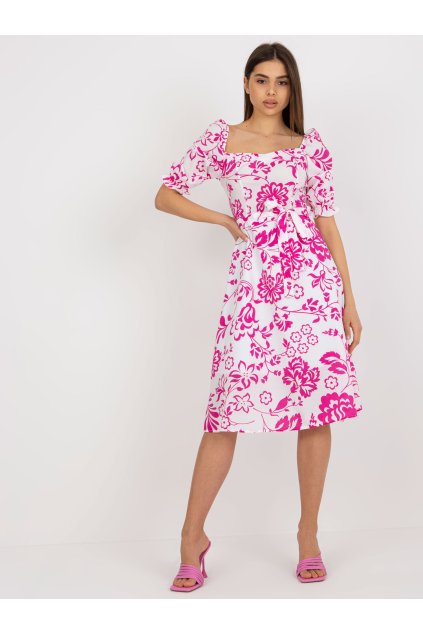 Dámske fuksiovo-ružove šaty s podtlačeným vzorom kód produktu LK-SK-508944.45P