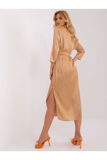 Dámske hnede camel šaty na bežný deň kód produktu LK-SK-509348.04