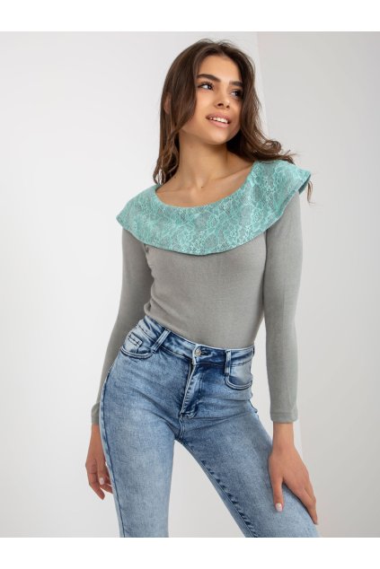 Dámsky sveter farba Sivo-modrá kód LK-SW-506559-2.13