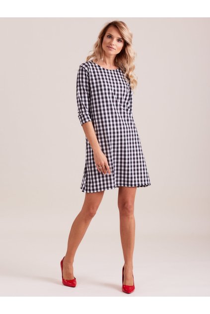 Dámske čierno-biele šaty s podtlačeným vzorom kód produktu PL-SK-4335.08