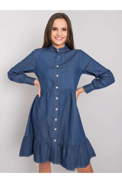 Dámske tmavo-modre šaty s volánom kód produktu RO-SK-ELB-01.54P