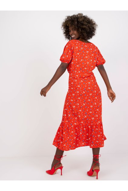 Dámske červene šaty s podtlačeným vzorom kód produktu RO-SK-ELB-2314.37