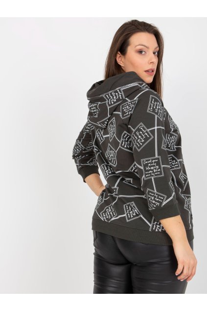 Dámska tmavá-khaki športová mikina plus size RV-BL-7566.69P (Farba Tmavo-modrá, Veľkosť ONE SIZE)