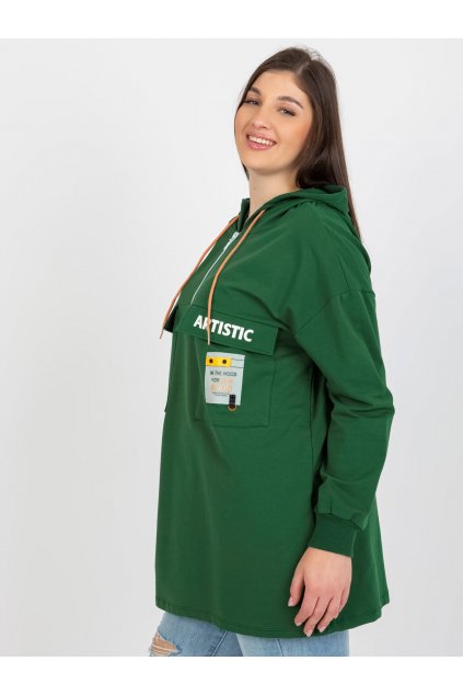 Dámska tmavo-zelená športová mikina plus size RV-BL-8258.34