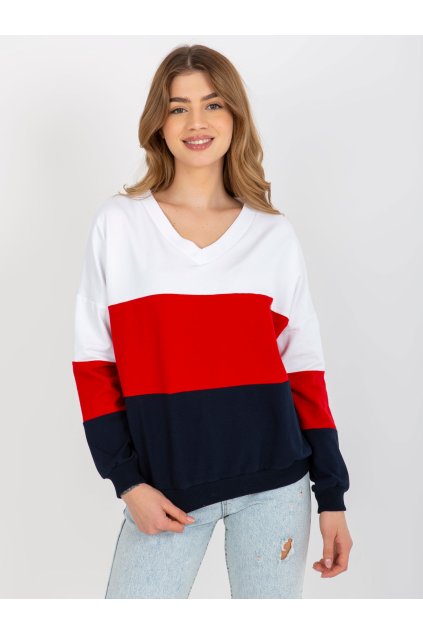 Bavlnené dámske športové mikiny bez kapucne, bielo-modré, kód produktu RV-BL-8328.86P