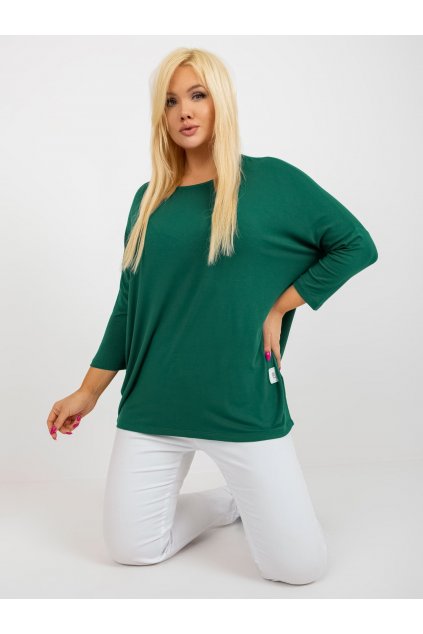 Dámska blúzka plus size tmavo-zelená RV-BZ-3770.92