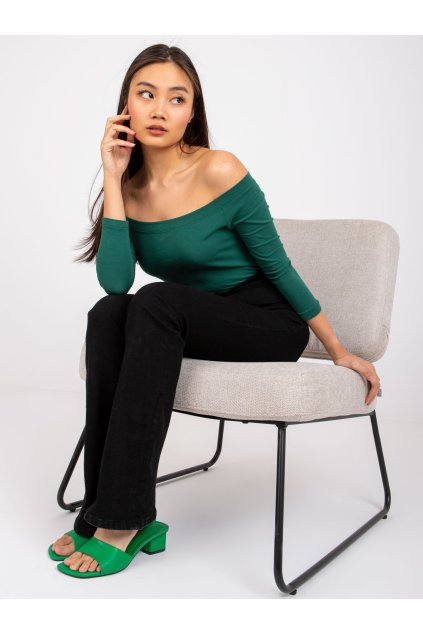 Dámska blúzka španielského strihu tmavo-zelená RV-BZ-4692.05X