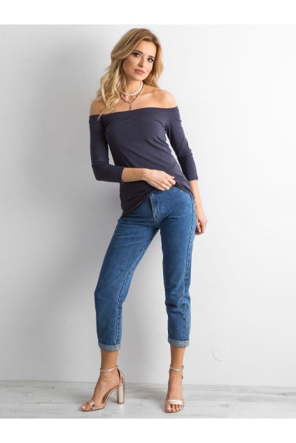 Dámska blúzka španielského strihu grafitovo-sivá RV-BZ-4692.22