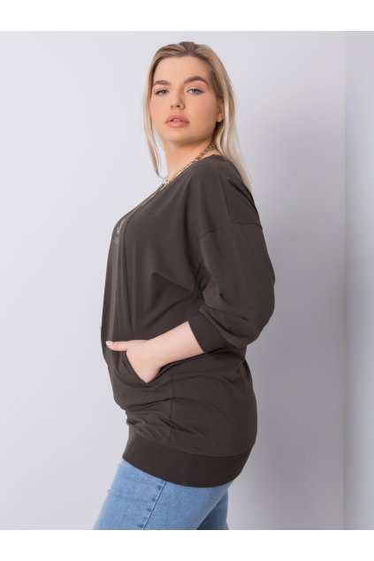 Dámska blúzka plus size tmavá-khaki RV-BZ-6388.55P