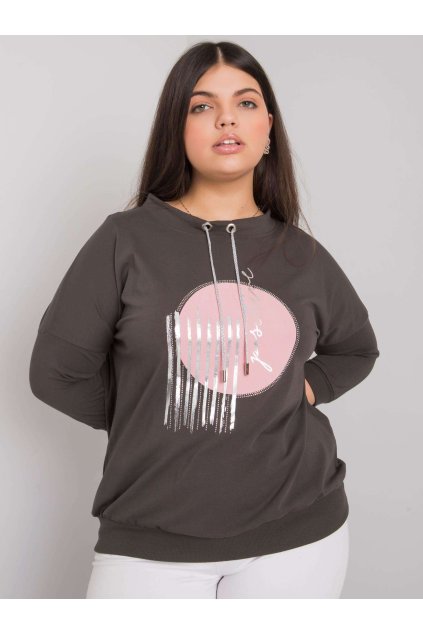 Dámska blúzka plus size tmavá-khaki RV-BZ-7040.85P (Farba Sivá, Veľkosť ONE SIZE)