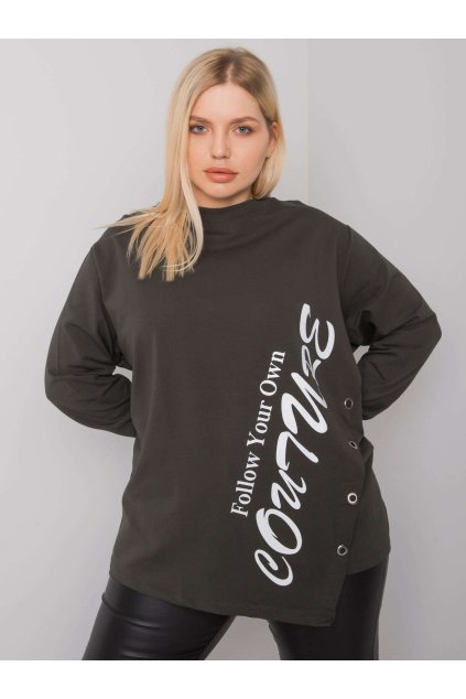 Dámska blúzka plus size tmavá-khaki RV-BZ-7165.79P (Farba Okrová, Veľkosť ONE SIZE)