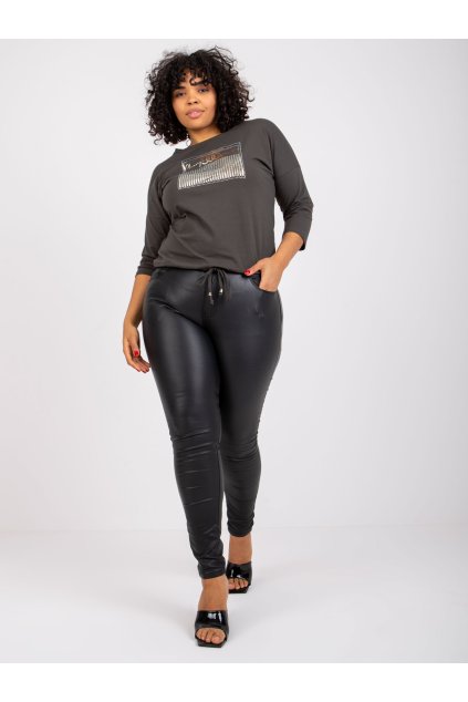 Dámska blúzka plus size tmavá-khaki RV-BZ-7480.61P (Farba Čierna, Veľkosť ONE SIZE)