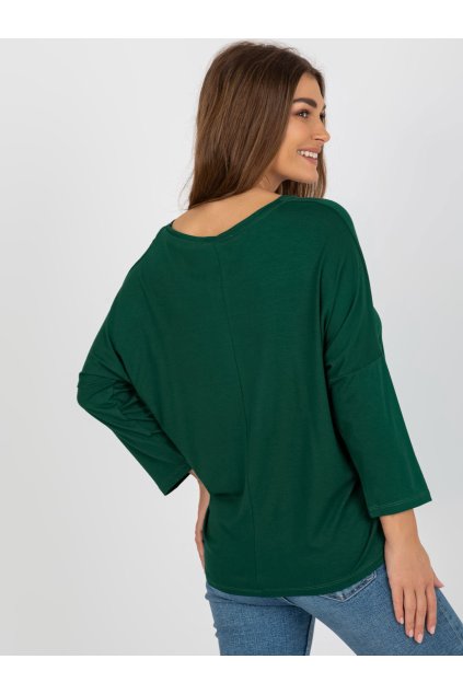 Dámska blúzka over size tmavo-zelená RV-BZ-7663.05