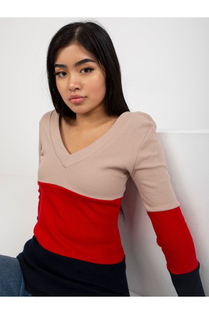 Dámska blúzka s dlhým rukávom granatovomodro-červená RV-BZ-8429.41P