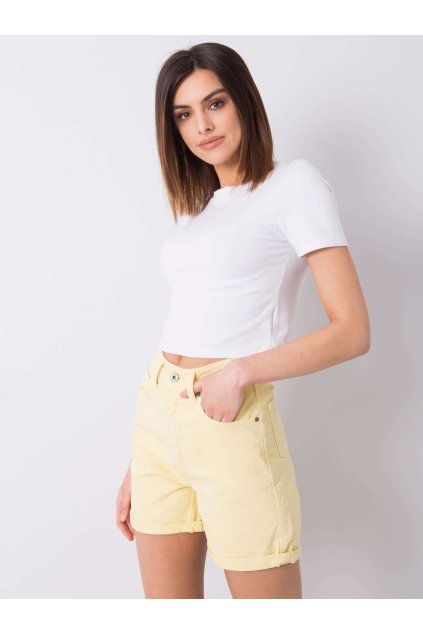 Dámske Šortky farba Svetlo-žltá kód 334-SN-7706.08 (Farba Svetlo-žltá, Veľkosť 36)