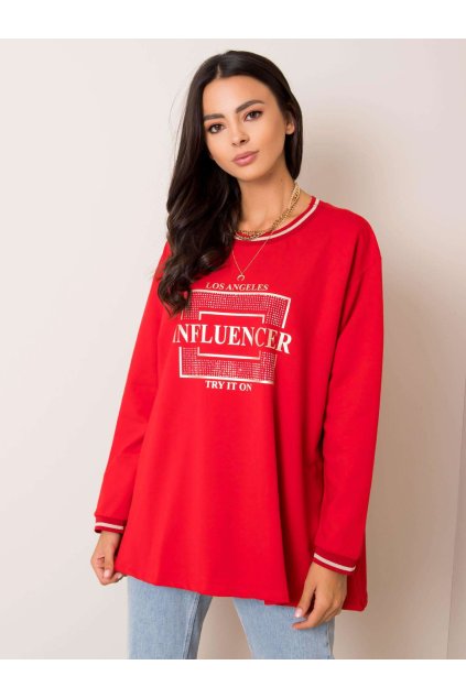 Dámska mikina kód RV-BL-5863.18 (Farba Červená, Veľkosť S/M)