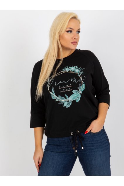 Dámska blúzka plus size čierna RV-BZ-8458.01P (Farba Tmavá-khaki, Veľkosť ONE SIZE)