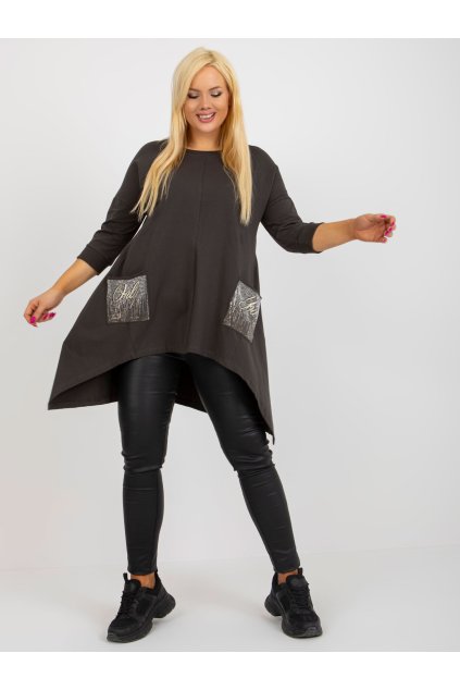 Dámska blúzka plus size tmavá-khaki RV-BZ-8533.04