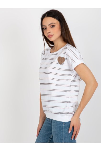 Dámska blúzka na bežný deň bielo-béžová RV-BZ-8619.94