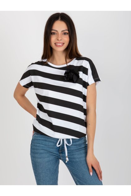 Dámska blúzka na bežný deň bielo-čierna RV-BZ-8741.93