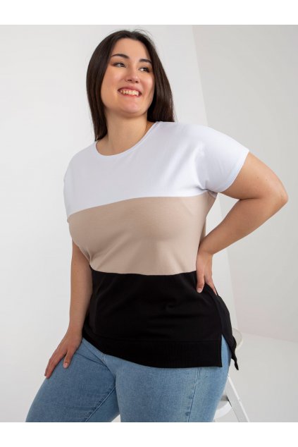 Dámska blúzka plus size bielo-béžová RV-BZ-8778.48