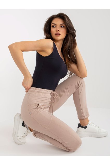 Moderné dámske bavlnené tepláky s elastanom, kód RV-DR-8696.20