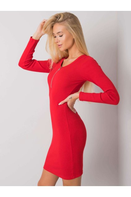 Dámske červene šaty vypasované kód produktu RV-SK-5080-1.23P