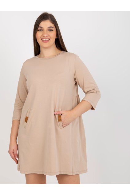 Dámske hnede camel šaty plus size kód produktu RV-SK-6274.36P