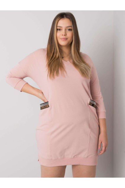 Dámske svetlo-ružove šaty plus size kód produktu RV-SK-6836.55P
