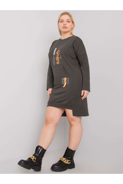 Dámske tmave-khaki šaty plus size kód produktu RV-SK-7178.44