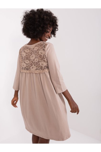Dámske tmavo-béžove šaty na bežný deň kód produktu RV-SK-7321.70