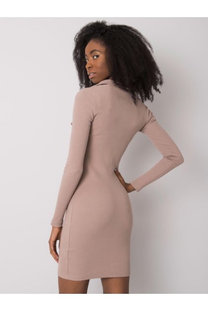 Dámske tmavo-béžove šaty vypasované kód produktu RV-SK-7435.38