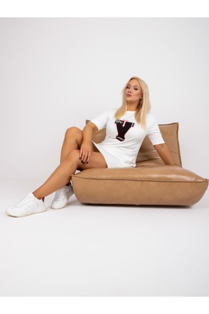 Dámske biele šaty plus size kód produktu RV-SK-7782.10X